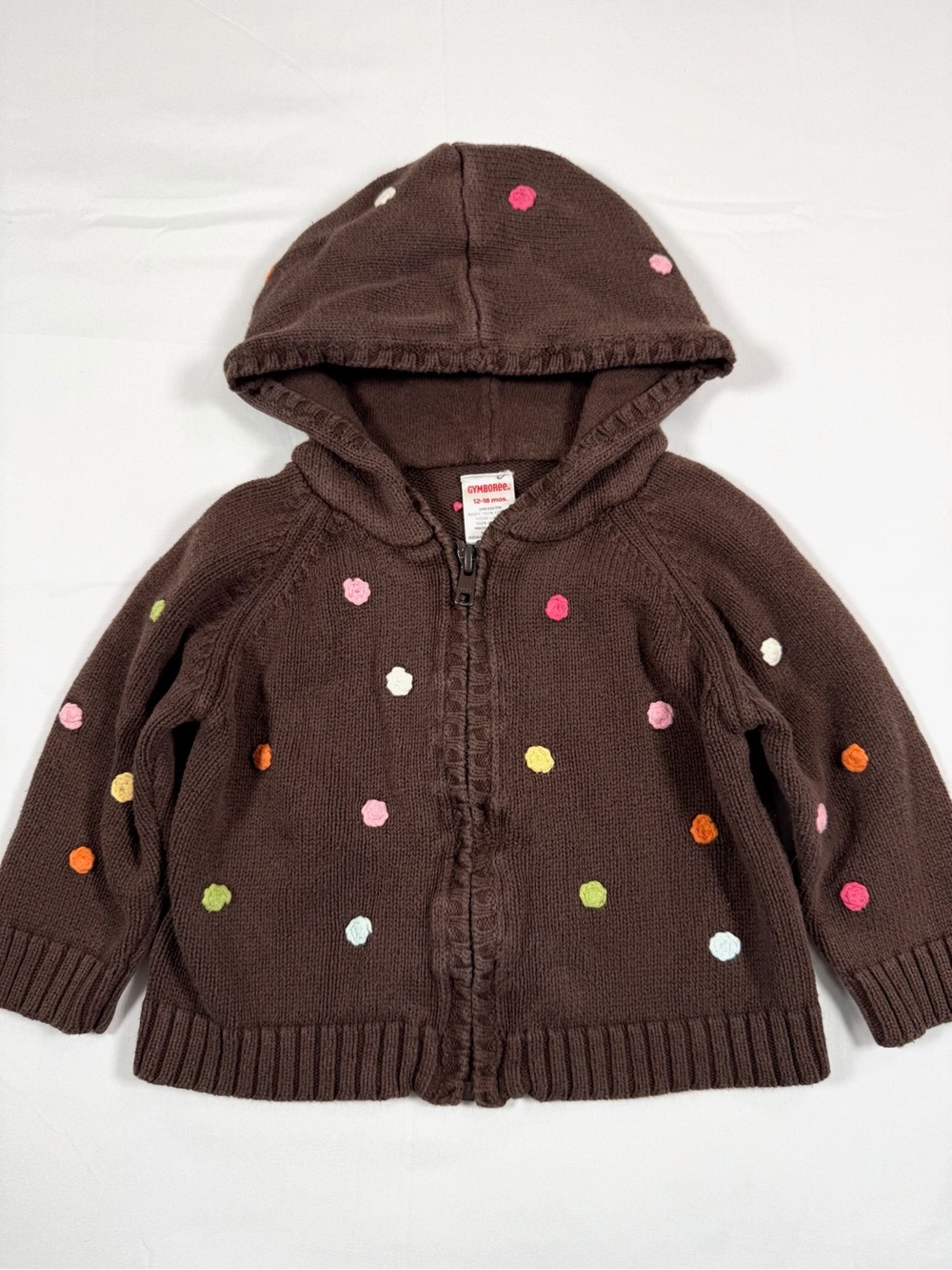 VINTAGE GYMBOREE Toddler Girls 2007 Botanical Babies Hooded Zip Cardigan 12-18M - Picture 7 of 11